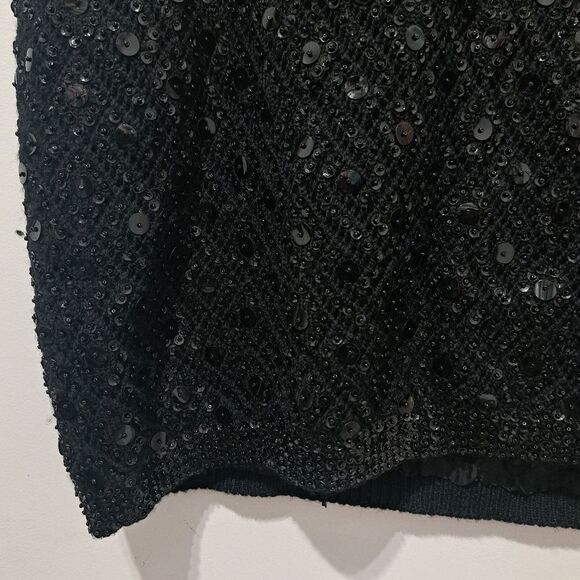 Vintage Cyn Les Wool Hand Beaded Sequin Sleeveless Top Size 40 Black - Picture 11 of 17
